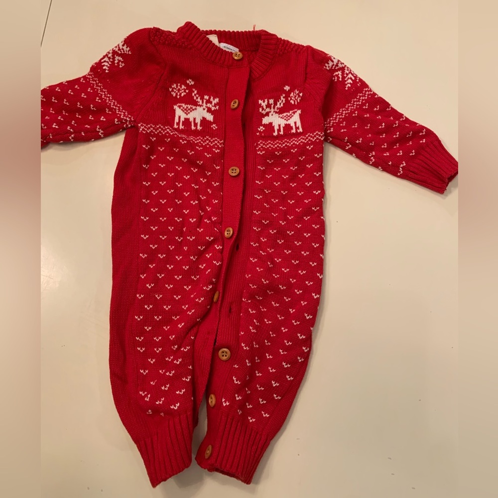 Zoerea Baby Christmas Sweater One Piece Outfit 6M